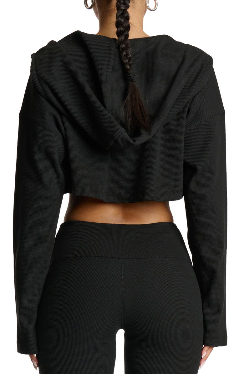 Naked Wardrobe Thermal Oversize Crop Hoodie, Alternate, color, Black