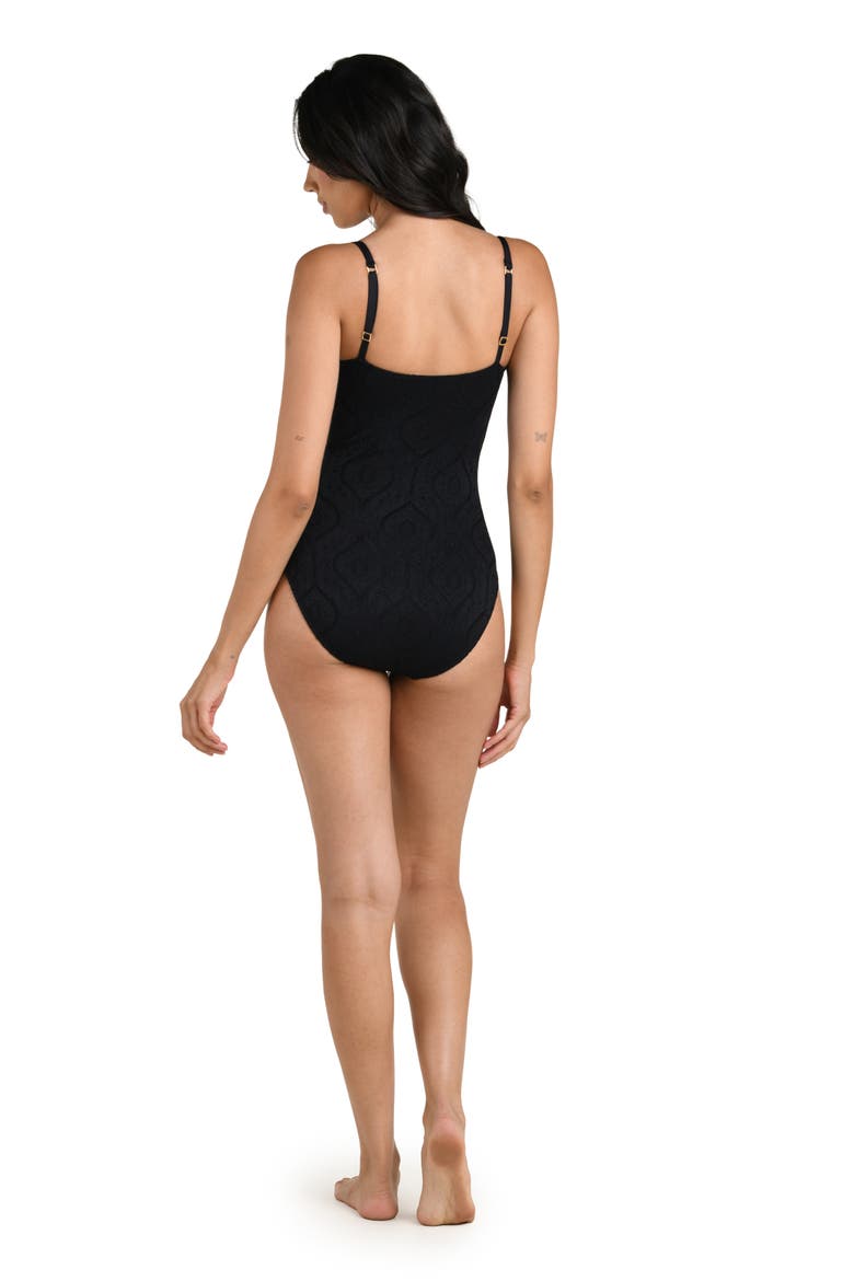 Mantra Medallion One-Piece Swimsuit, Alternate, color, BLACK