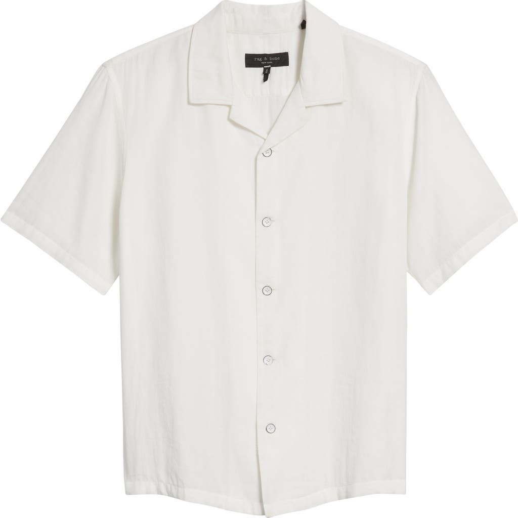 Rag & Bone Avery Camp-collar Honeycomb-knit Cotton-blend Terry Shirt In White