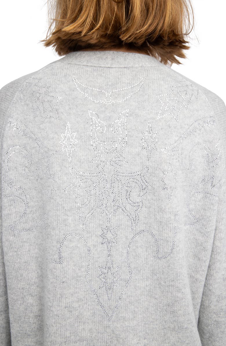 Zadig & Voltaire Mirkas Strass Cashmere Cardigan, Alternate, color, Gris Chine Clai