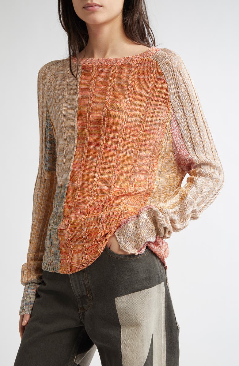 Eckhaus Latta Symphony Colorblock Linen Blend Sweater, Alternate, color,