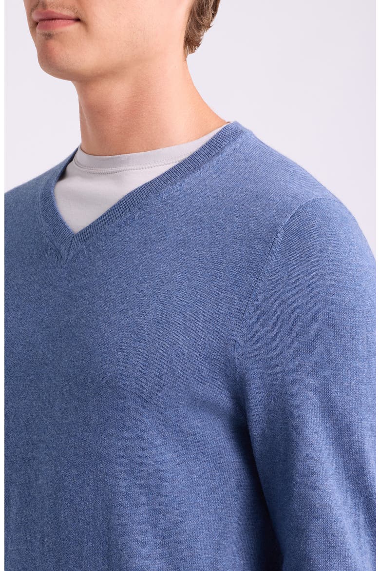 Cotton & Cashmere V-Neck Sweater, Alternate, color, BLUE MOONLIGHT HEATHER