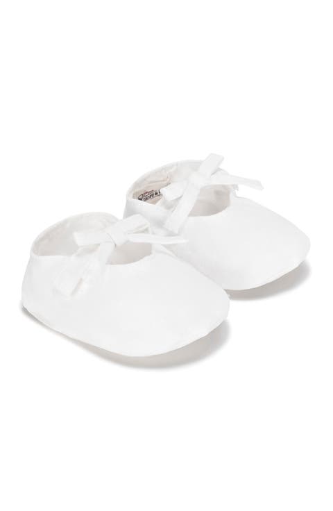 Baby Linen Bow Soft Shoe, Infant