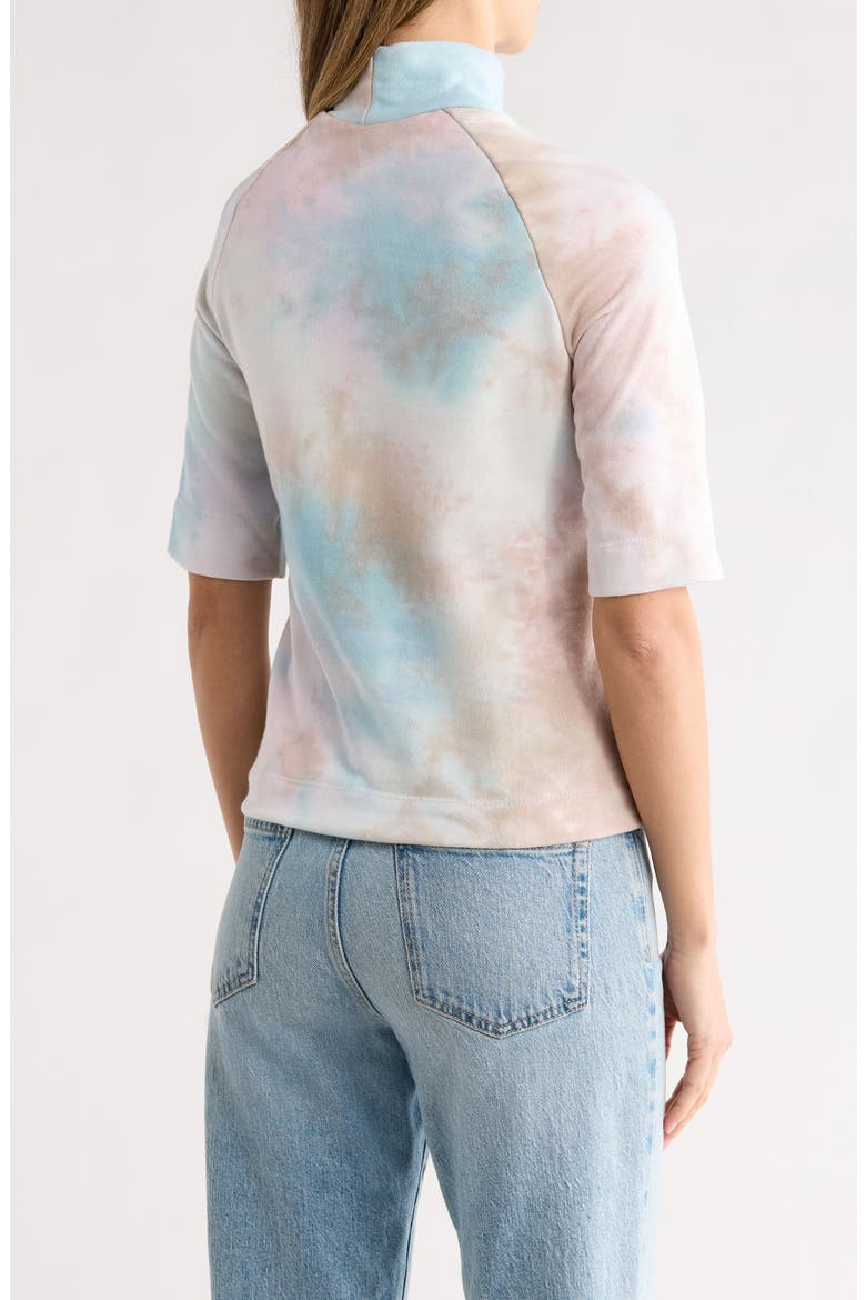 Mock Neck Short Sleeve Sweater, Alternate, color, MOCHA SPLASH