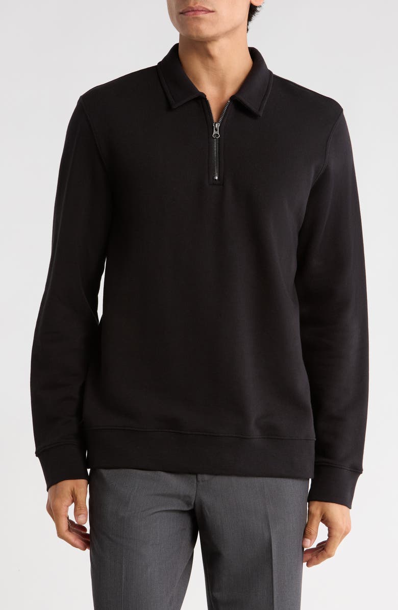 Vince French Terry Quarter Zip Pullover, Main, color, Black