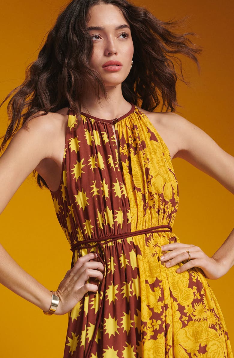 DVF Darla Mixed Print Maxi Dress, Alternate, color,