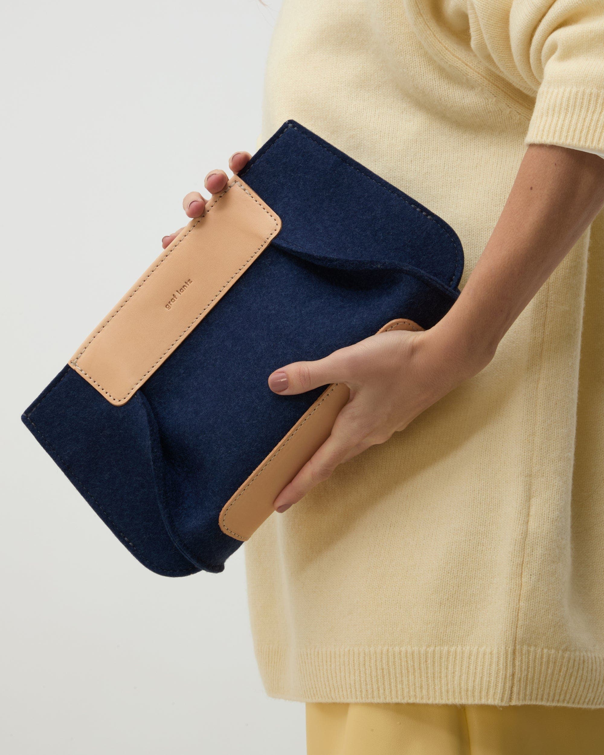 Graf Lantz Frankie Merino Wool Clutch, Alternate, color, Denim
