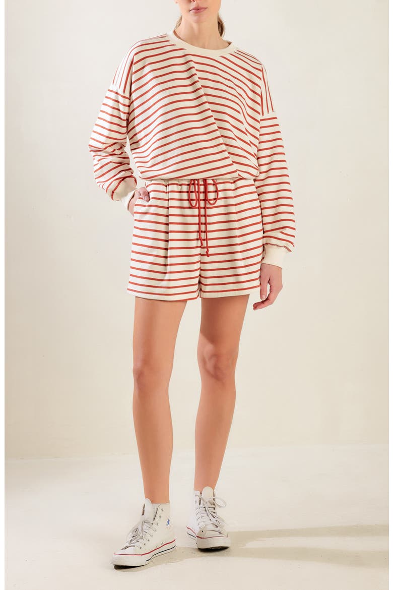 Striped Terry Top, Alternate, color, CREAM/ PUMPKIN