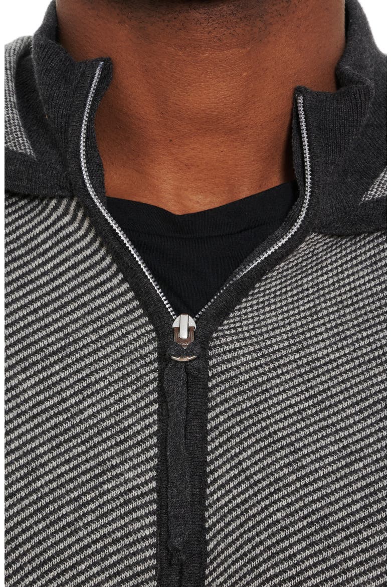 Draco Stripe Cotton & Cashmere Zip Hoodie, Alternate, color, LIGHT GREY