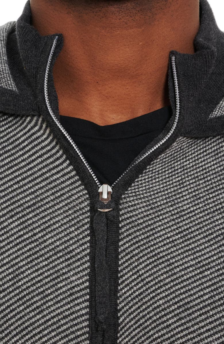Robert Graham Draco Stripe Cotton & Cashmere Zip Hoodie, Alternate, color, 