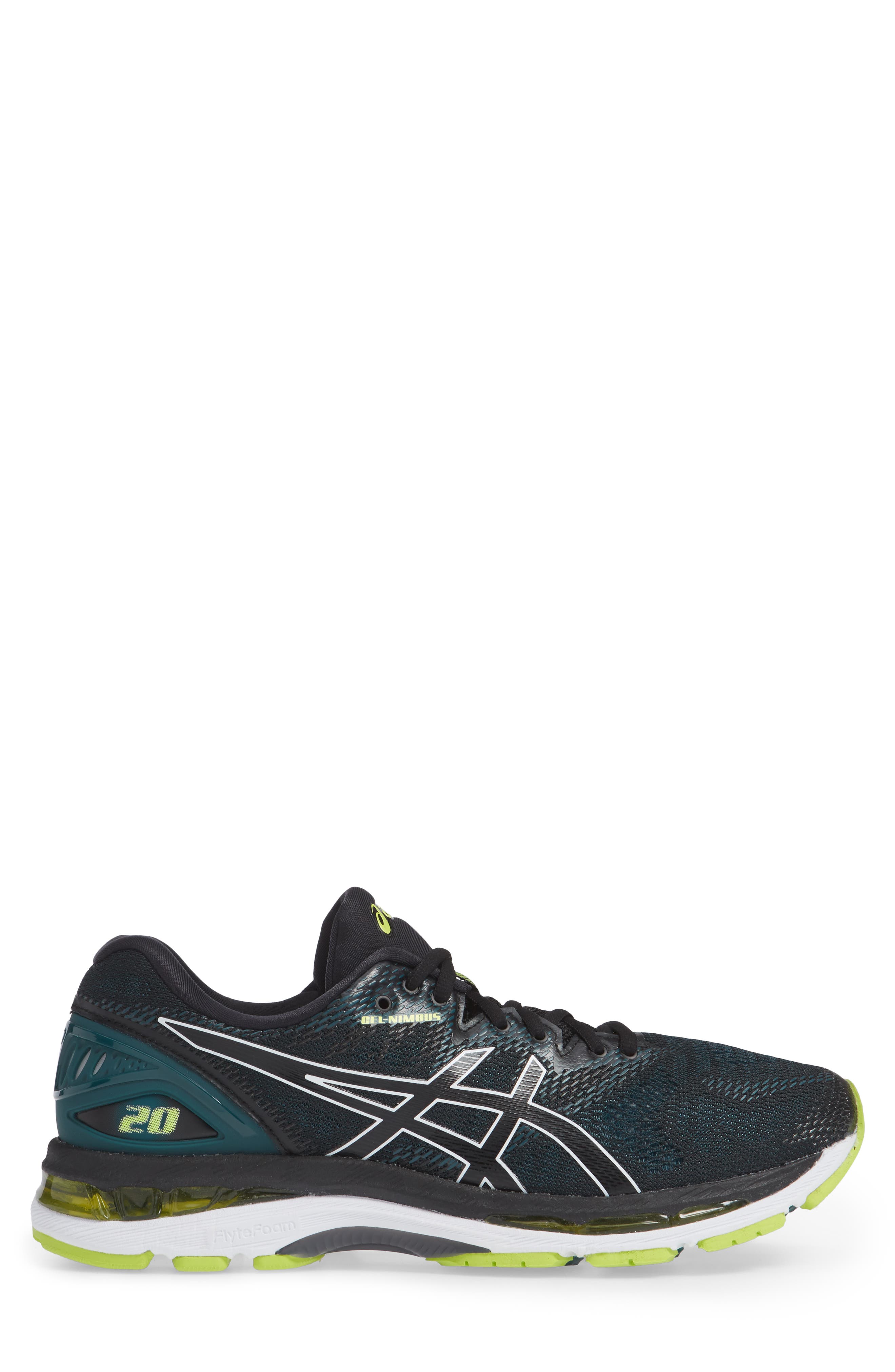 GEL®-Nimbus 20 Running Shoe, Alternate, color, BLACK/ NEON LIME