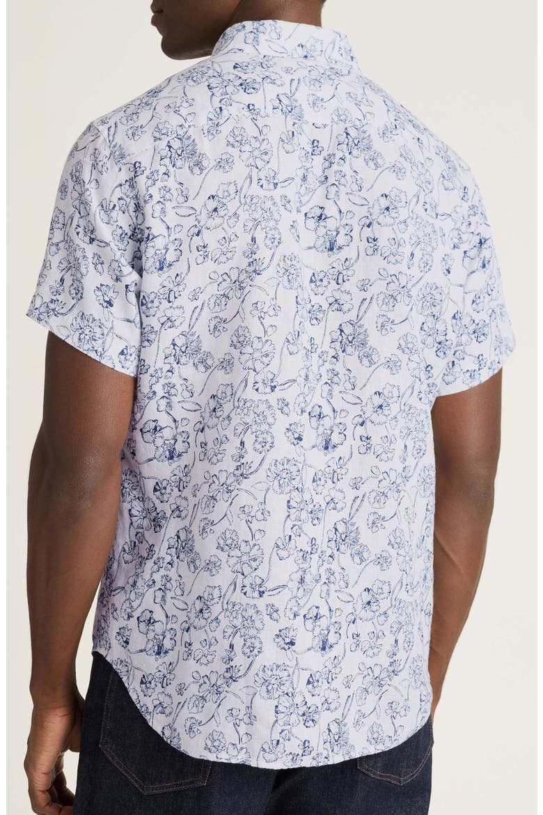 Riviera Slim Fit Floral Short Sleeve Linen Button-Down Shirt, Alternate, color, SHADOW FLORAL