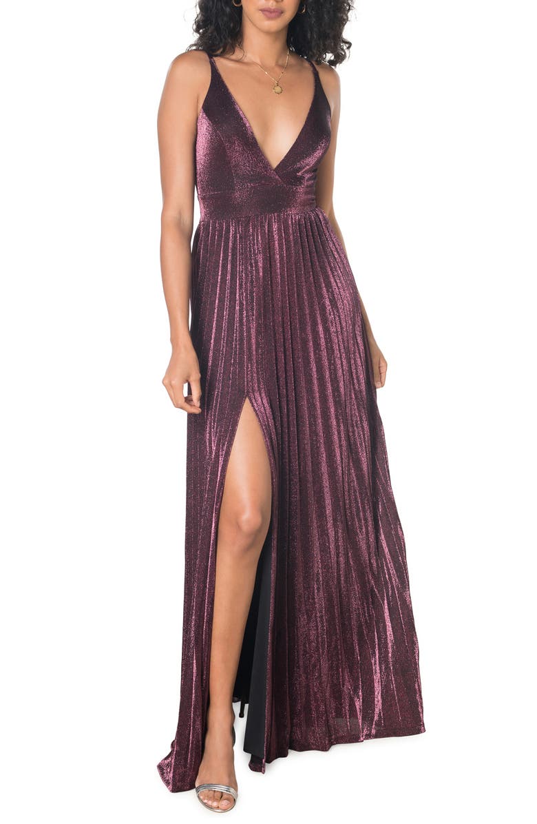 Dress the Population Danae Shimmer Pleated Gown, Alternate, color,