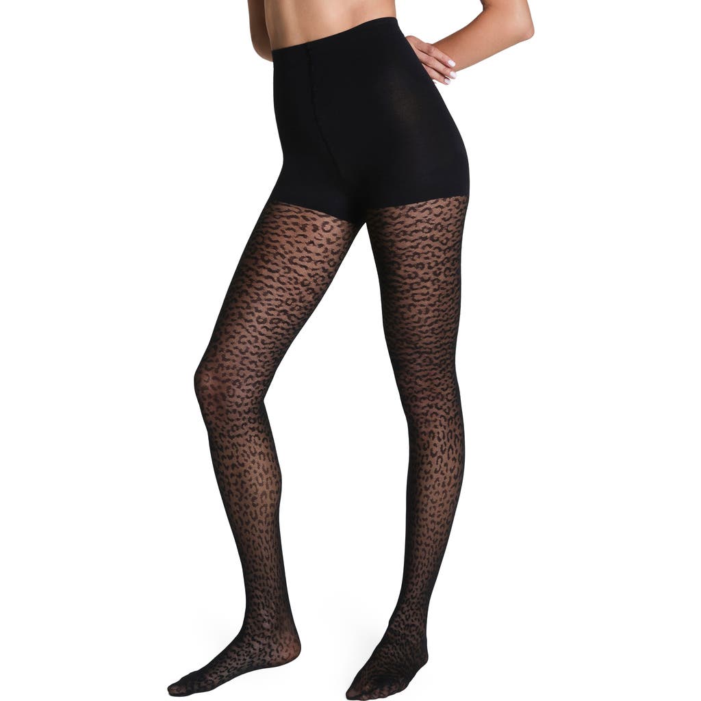 Spanx ® Iconic Leopard Fishnet Tights In Black