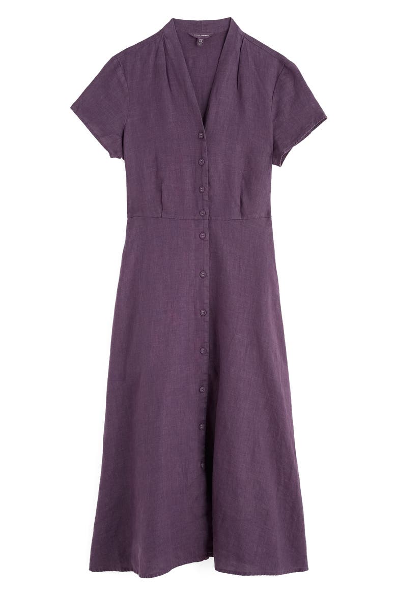 Carved Wood Linen Midi Dress, Alternate, color, SLOE