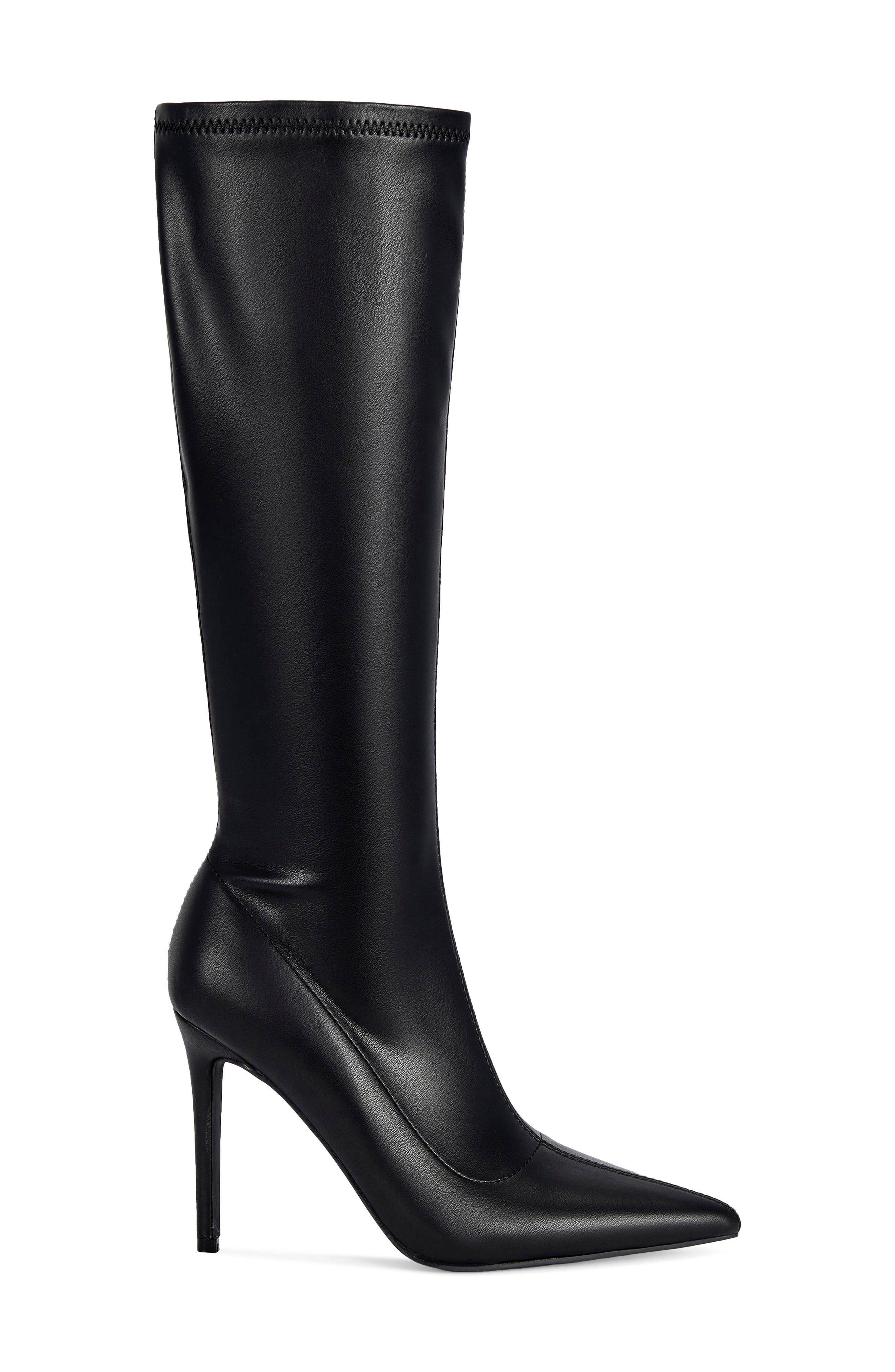 Calana Faux Leather Pointed Toe Boot, Alternate, color, BLACK