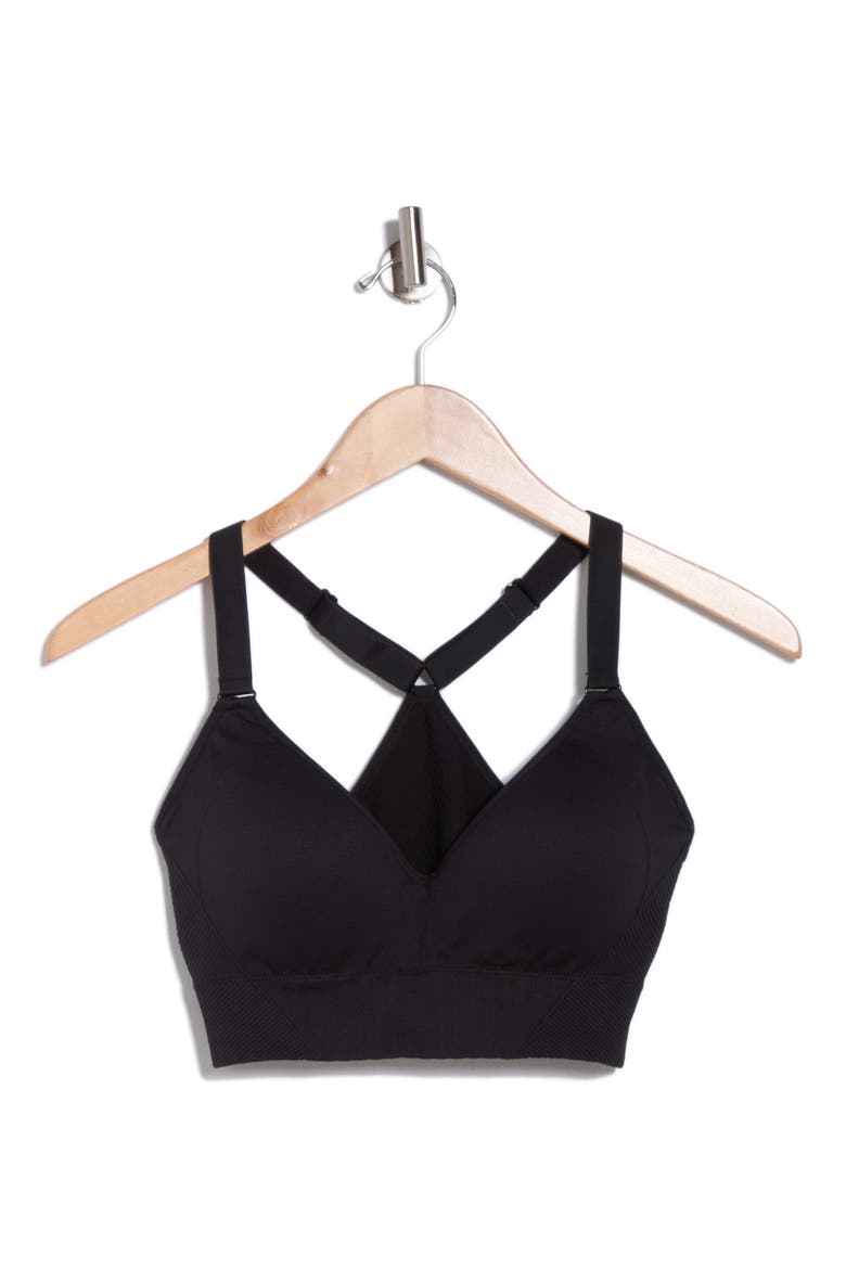 Ariel Racerback Seamless Sports Bra, Alternate, color, BLACK