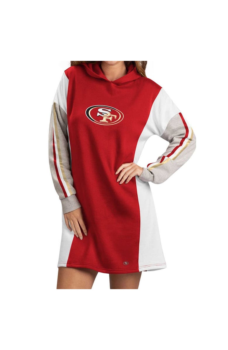 G-III 4HER BY CARL BANKS Women's G-III 4Her by Carl Banks Scarlet/White San Francisco 49ers Bootleg Long Sleeve Hoodie T-Shirt Dress, Main, color,