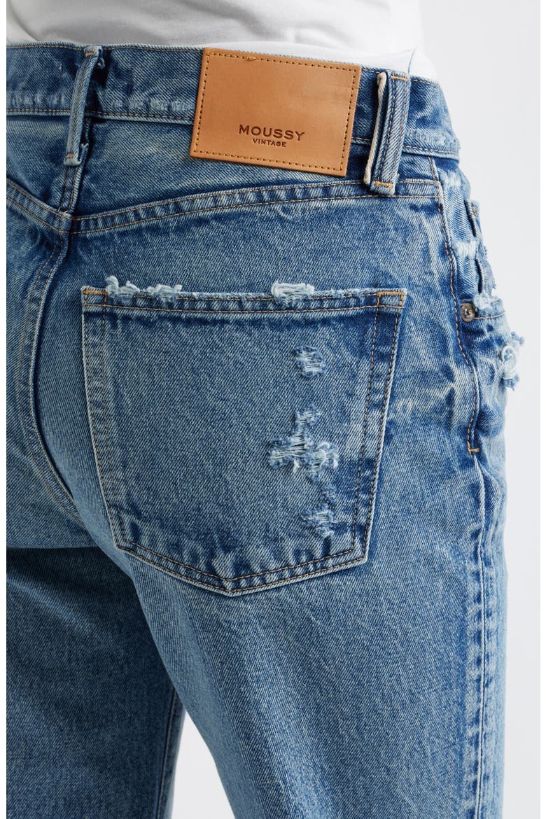 Foster Distressed Raw Hem Straight Leg Jeans, Alternate, color, BLUE