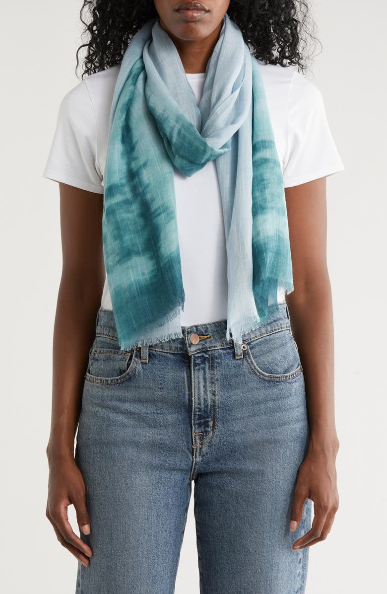 BCBG Tie Dye Wash Wrap Scarf, Main, color, Teal