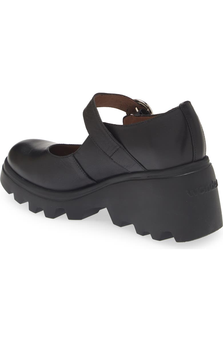 Wonders Wedge Mary Jane, Alternate, color, Black Leather