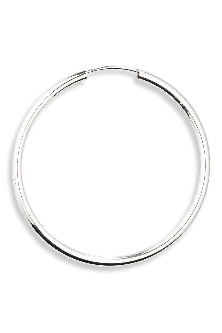 Essentials 14K Gold Thin Hoop Earrings, Alternate, color, WHITE GOLD