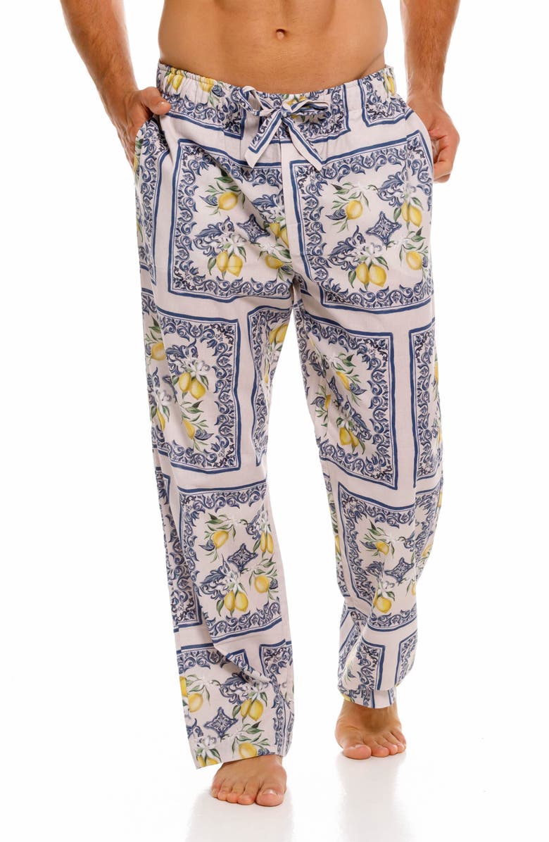 The Lazy Poet Drew Capri Linen Pajama Pants, Main, color, White