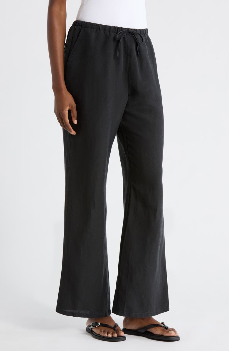 Marine Layer Linen Blend Straight Leg Pants, Alternate, color, Black