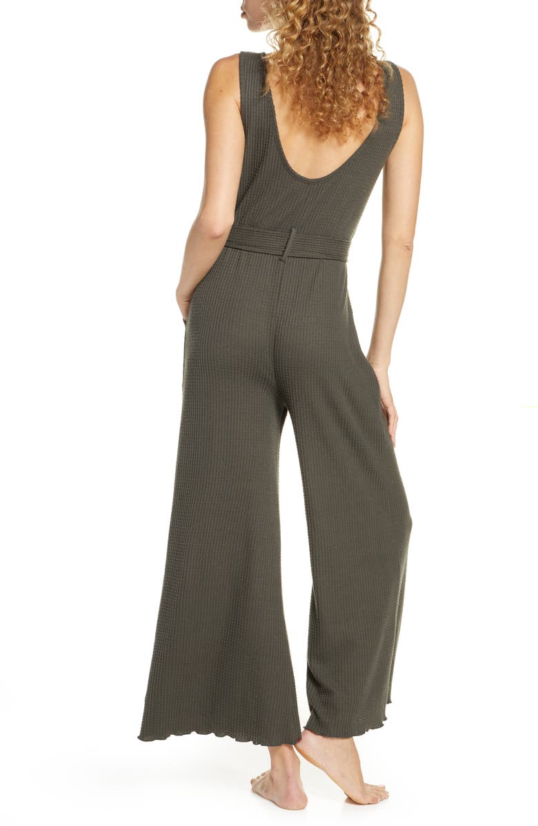 BP. Belted Waffle Knit Henley Jumpsuit, Alternate, color,