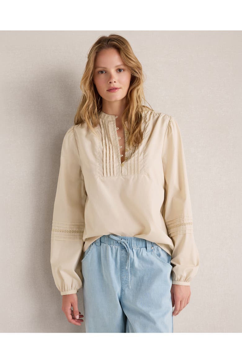 Organic Cotton Poplin Lace Pintuck Shirt, Main, color, Chantrelle