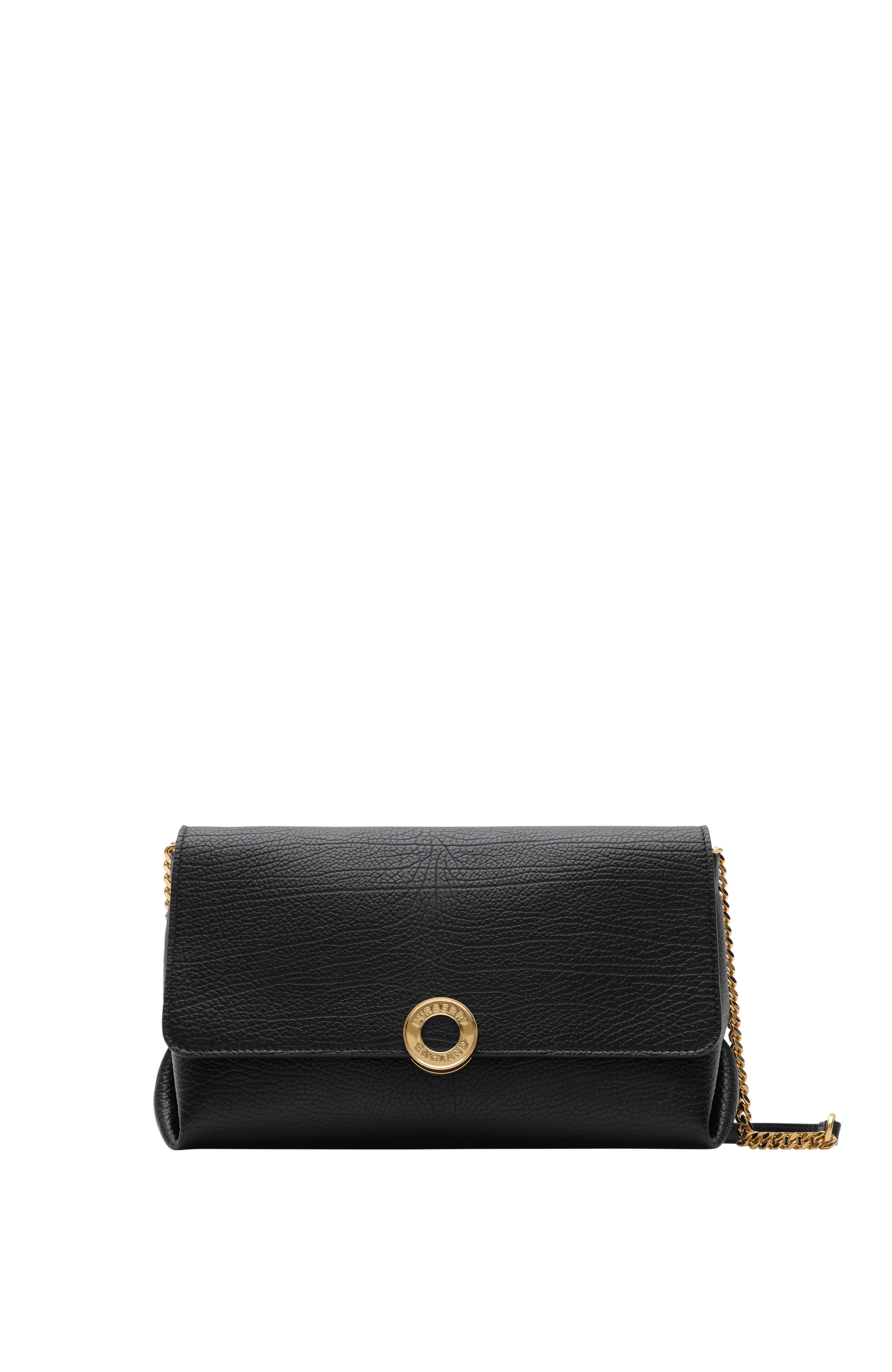 Burberry Leather Chain Strap Clutch, Main, color, Black
