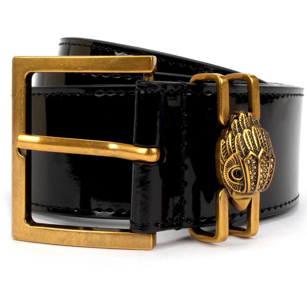 Kurt Geiger London Glossy Leather Belt In Black