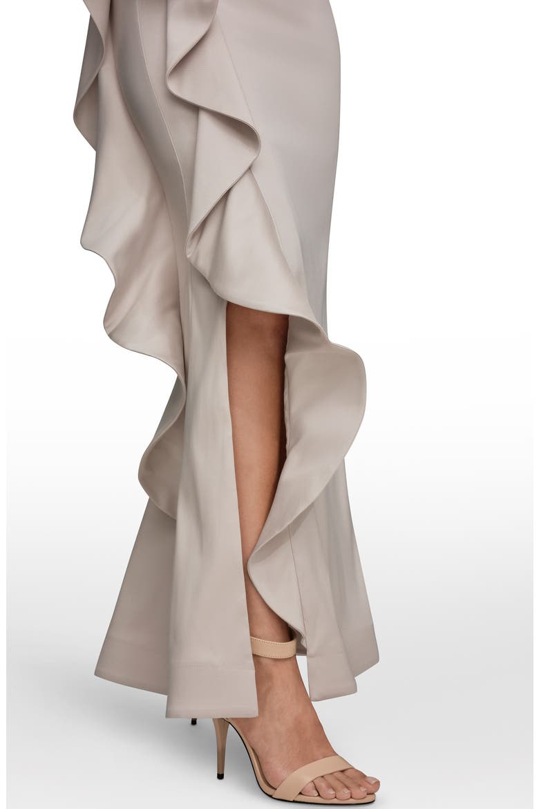 Taffeta Strapless Ruffle Gown, Alternate, color, SAND
