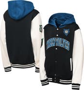 Mitchell & Ness Youth Mitchell & Ness Black Minnesota Timberwolves Hardwood Classics Courtside Fleece Full-Snap Hooded Jacket