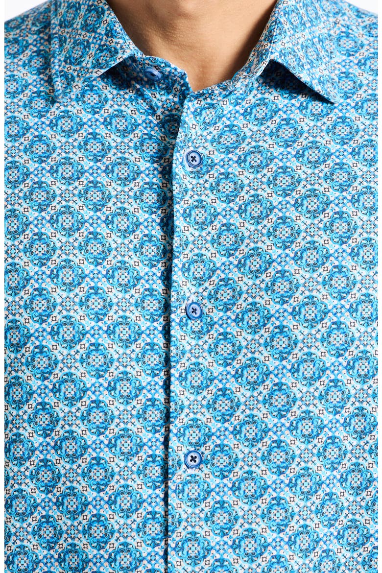 Baylor Stretch Cotton Button-Up Shirt, Alternate, color, BLUE MULTI