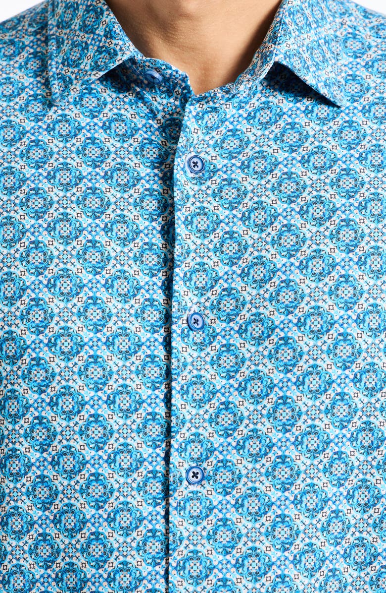 Robert Graham Baylor Stretch Cotton Button-Up Shirt, Alternate, color, Blue Multi