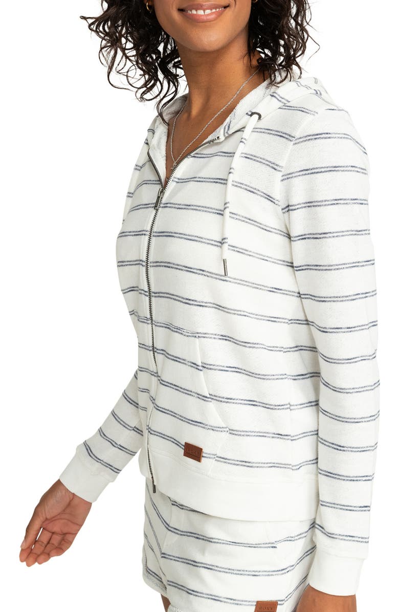 Roxy Perfect Wave Stripe Hoodie, Alternate, color, Snow White