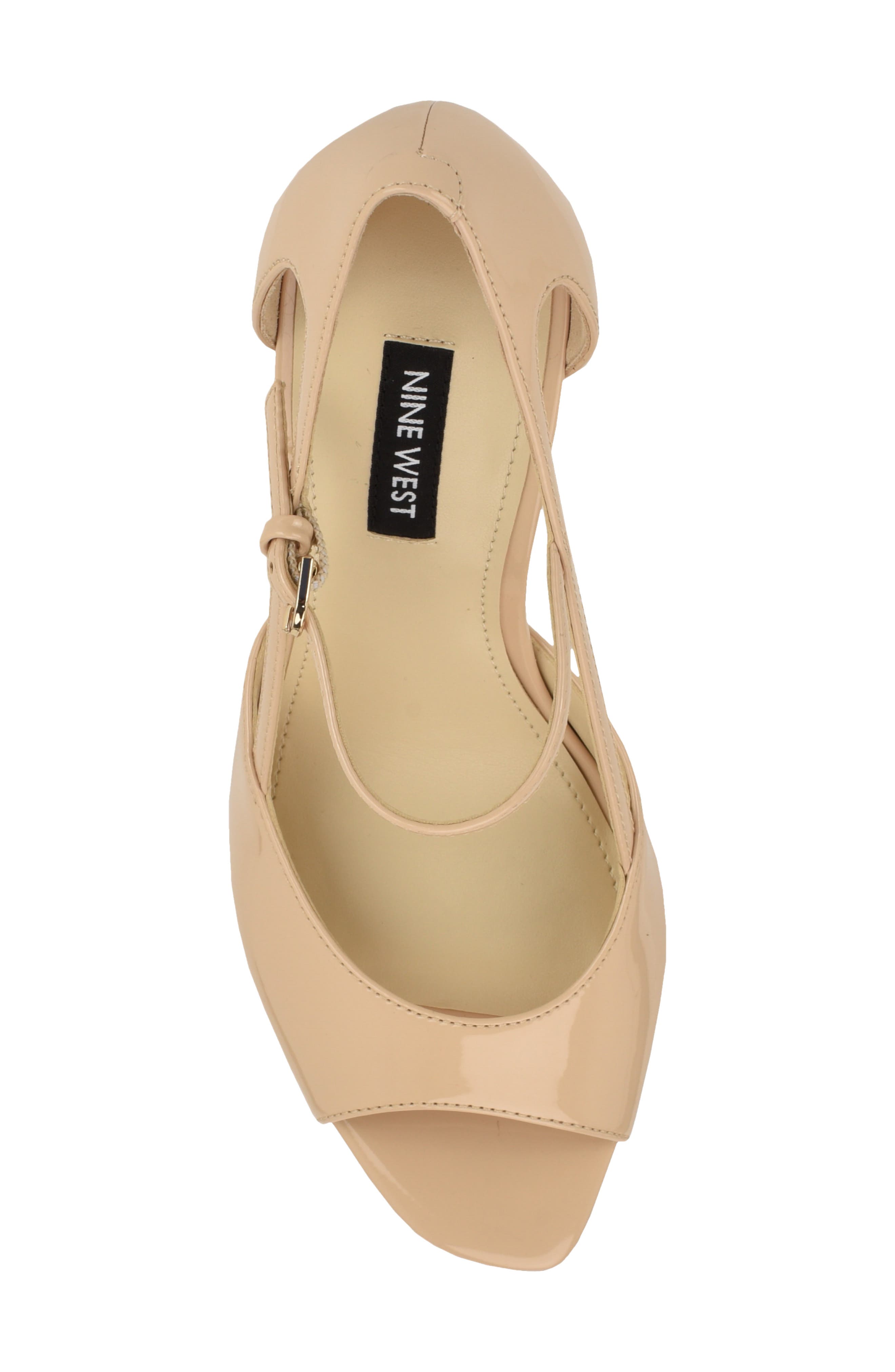 Nine West Perela Ankle Strap Peep Toe Sandal, Alternate, color, Light Natural