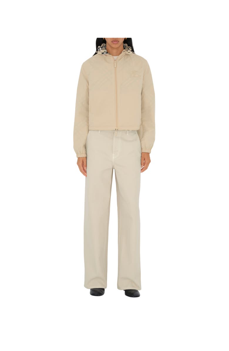 Burberry Cropped Reversible Check Hooded Jacket, Alternate, color, 