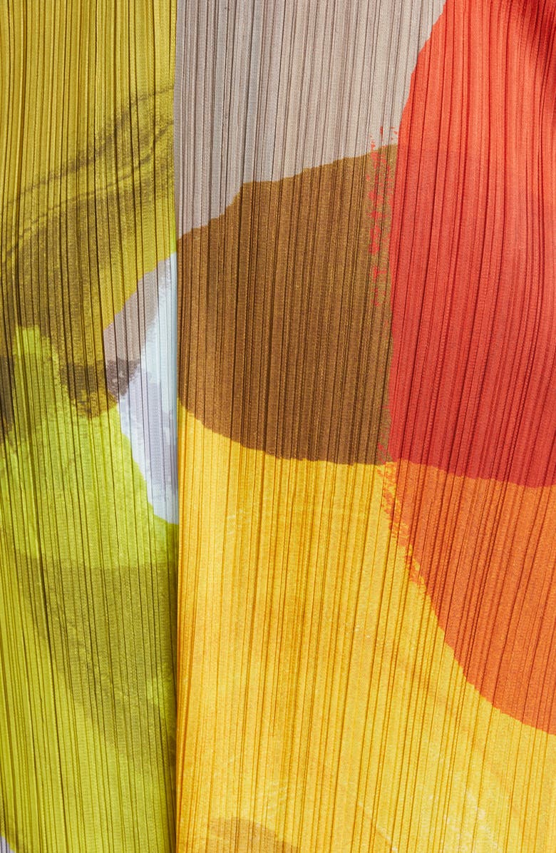 Pleats Please Issey Miyake Energetic Print Pleated Long Cardigan, Main, color, 