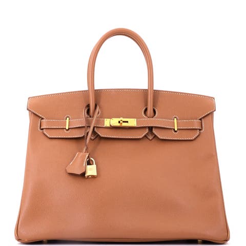 Birkin Handbag Brown Courchevel with Gold Hardware 35