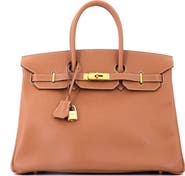 Pre-Owned Hermes Birkin Handbag Brown Courchevel with Gold Hardware 35