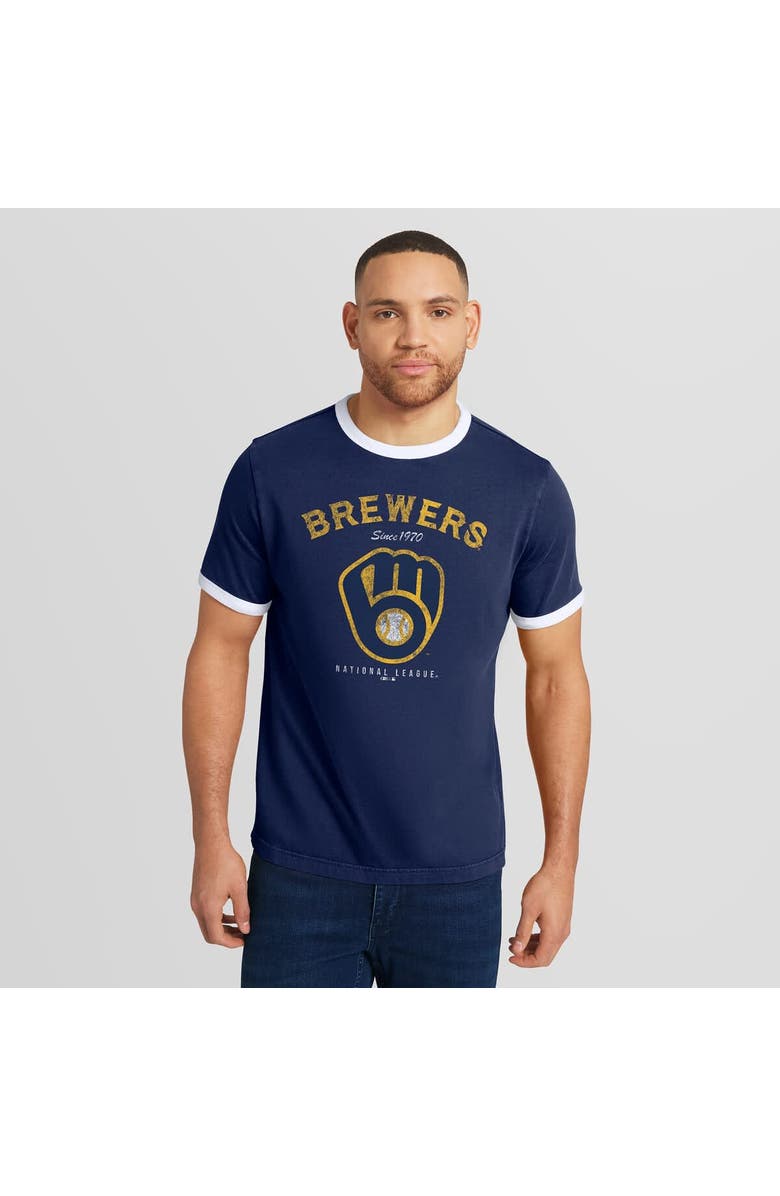 Darius Rucker Collection by Fanatics Men's Darius Rucker Collection by Fanatics Navy Milwaukee Brewers Washed Ringer T-Shirt, Alternate, color, Navy