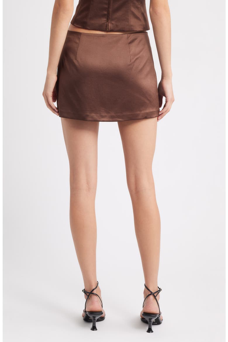 Nadina Bow Satin Miniskirt, Alternate, color, CHOCOLATE BROWN