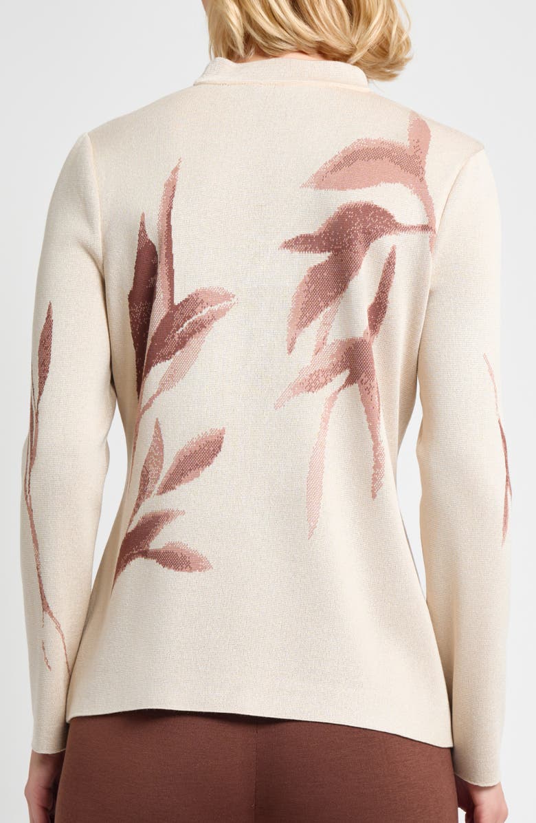 Misook Botanical Jacquard Knit Top, Alternate, color, Biscotti/ Charmeuse/ Truffle