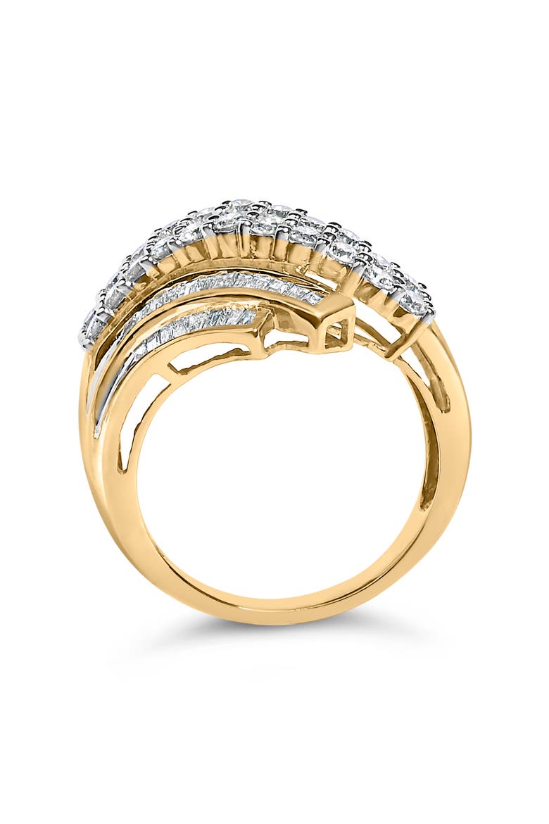 10K Gold 1.0 Cttw Diamond Bypass Style Modern Statement Ring, Alternate, color, Yellow Gold