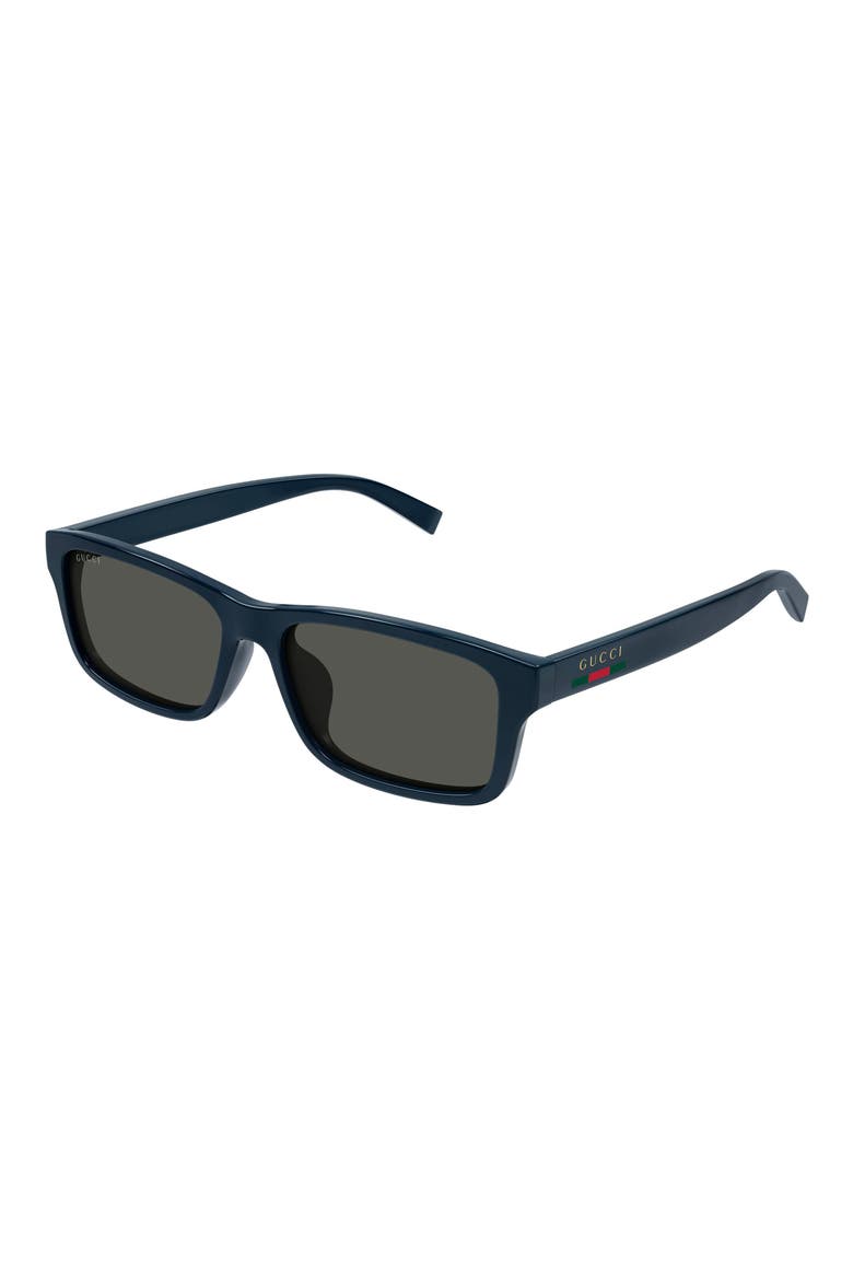 57mm Rectangular Sunglasses, Alternate, color, BLUE