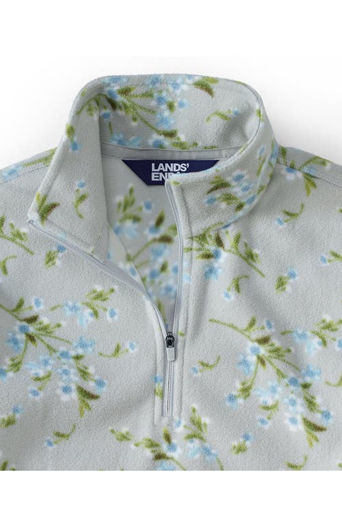 Lands' End Anyweather Fleece Quarter Zip Pullover In Pale Gray Floral