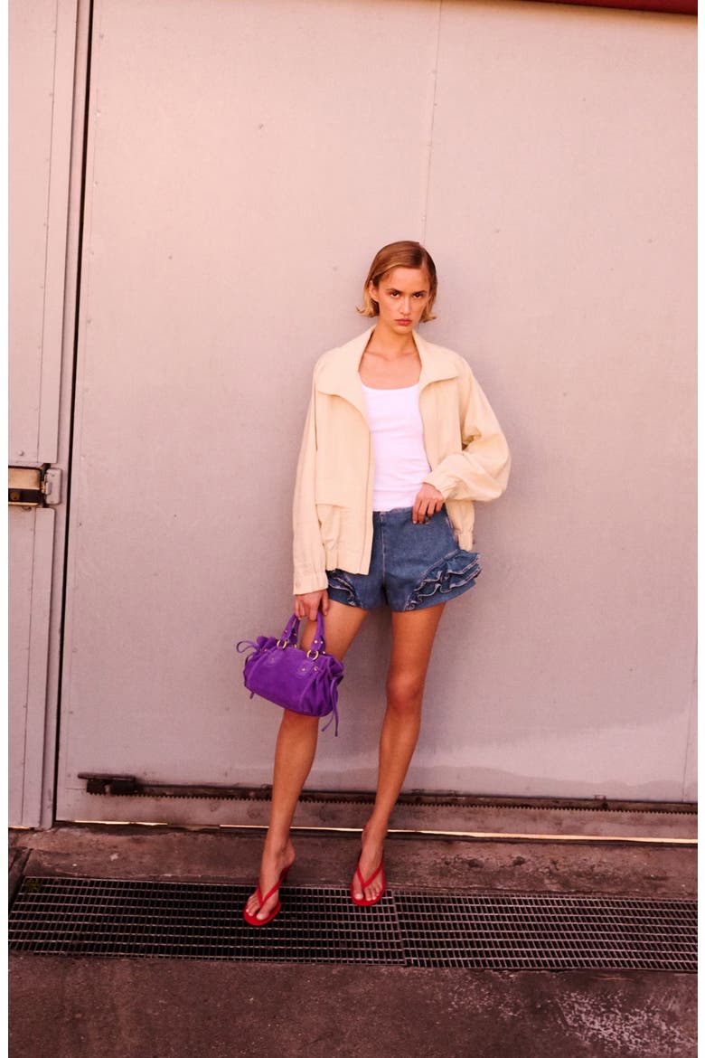 Starring Hailey Bieber Agata Denim Shorts, Alternate, color, MEDIUM BLUE