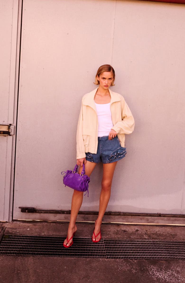 MANGO Featuring Hailey Bieber Agata Denim Shorts, Alternate, color, Medium Blue